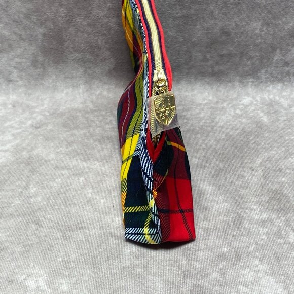 Estée Lauder Tartan Plaid Small Cosmetic Bag Recycled Material Red/Multicolor - Picture 2 of 11